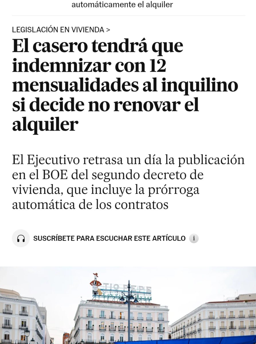 DeloraPablo's tweet photo. Si estoy es así, no solo se va a contraer la oferta de alquiler sino que el precio se incrementará pues el arrendador trasladará ese coste a la renta. Si antes alquilaba a 1000x12mesesx5 años (60.000 euros) ahora alquilaré a 1200 (72000÷5÷12). https://t.co/9tRiUEnNFD