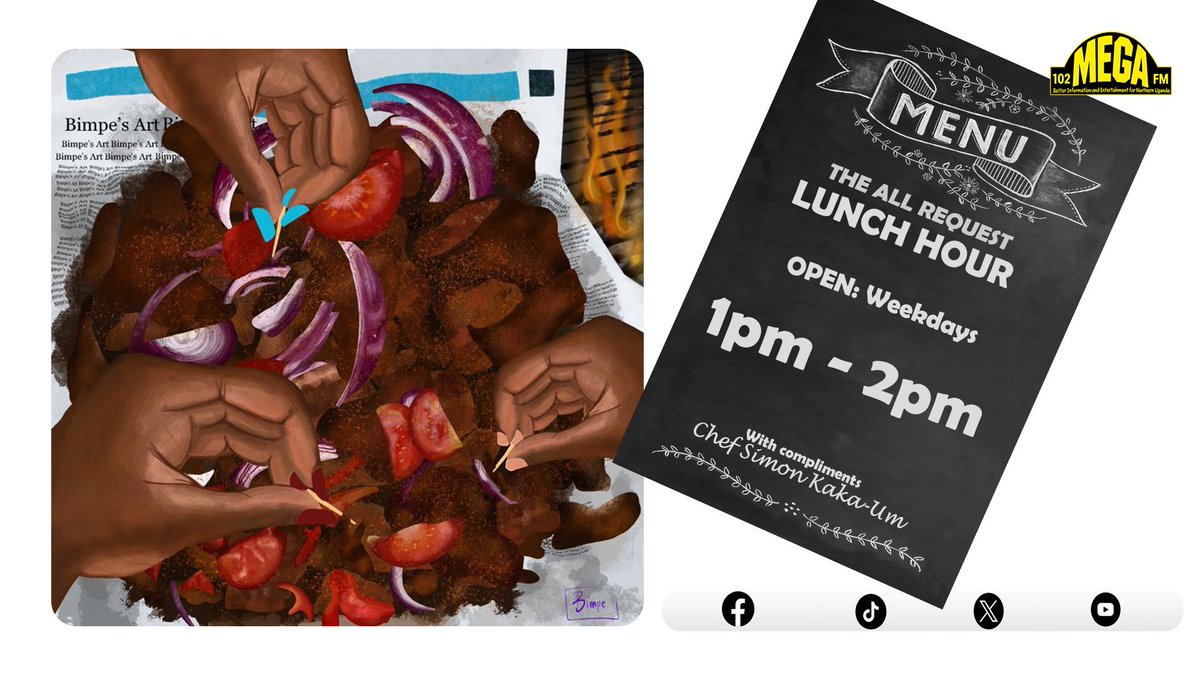 MegafmGulu's tweet photo. LUNCHTIME VIBES! Serving the hits while you serve your lunch.
Lock in with Simon Kaka-Um for The Lunch Hour Requestโyou request, he plays!
โฐ Weekdays | 1 PM โ 2 PM
๐ป Tune in Online here: https://t.co/yJaFz9Vqqk
#LunchHourRequest #SimonKakaUm #MegaFM #Gulu #NorthernUganda https://t.co/cRVzIbdvGK