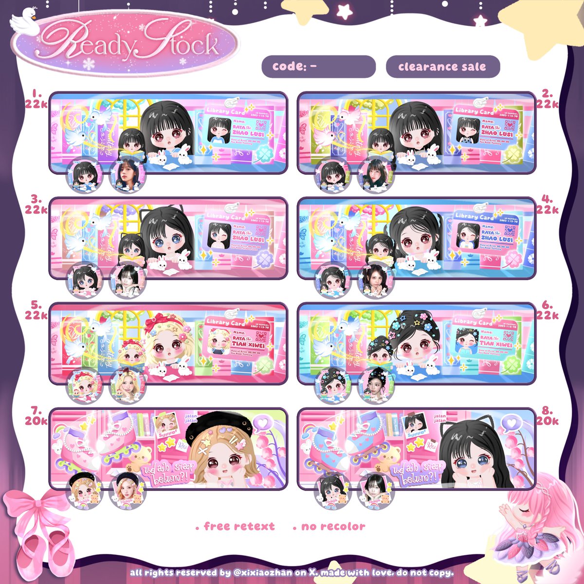 xixiaozhan's tweet photo. ㅤ
   ꒰ 🧸 ꒱ help repost, thank you૮˃‌֊ ˂‌ ა୭ᵎᵎ🪽ིི

    ๑ hii aku bawa CLEARANCE SALE -! >_0🌷 banyak layout chibi imup👸。hanya 20-25k ミ🛼🎀, scroll down for more <3 🍰🩷 
 
⋅ᯓ  #zonauang  ◞♡ https://t.co/0gwx1QKicr