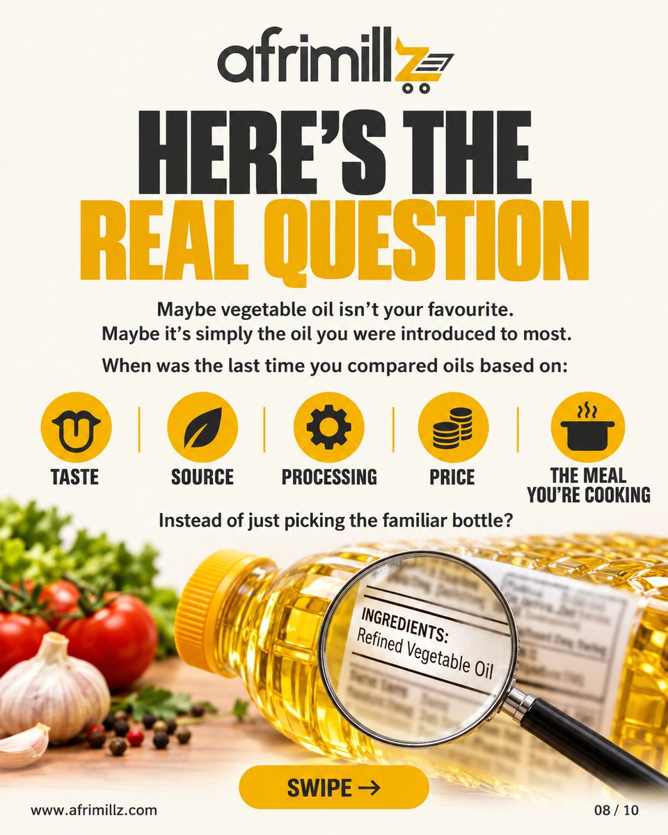 afrimillz's tweet photo. If both cost the same today, which are you taking home?

A — Regular vegetable oil
B — Groundnut oil

Drop A or B and your WHY in the comments. “Everybody uses it” needs a little more explanation 😂👇🏾

#Afrimillz #KnowYourFood #GroundnutOil #VegetableOil #NigerianFood https://t.co/EJO6DYngJ7