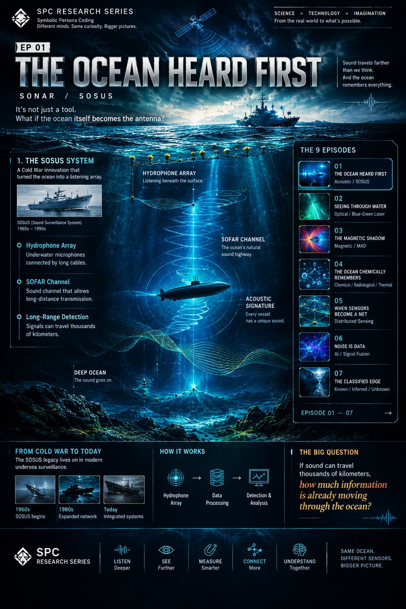 Jace_blog's tweet photo. The ocean floor was the first surveillance network. In the Cold War, US hydrophone cables across the Atlantic detected Soviet submarines from thousands of kilometers away.
Sound travels 1,480 meters per second underwater. The ocean carries every secret.
#TransparentOcean #SOSUS https://t.co/NcG0hzOctW
