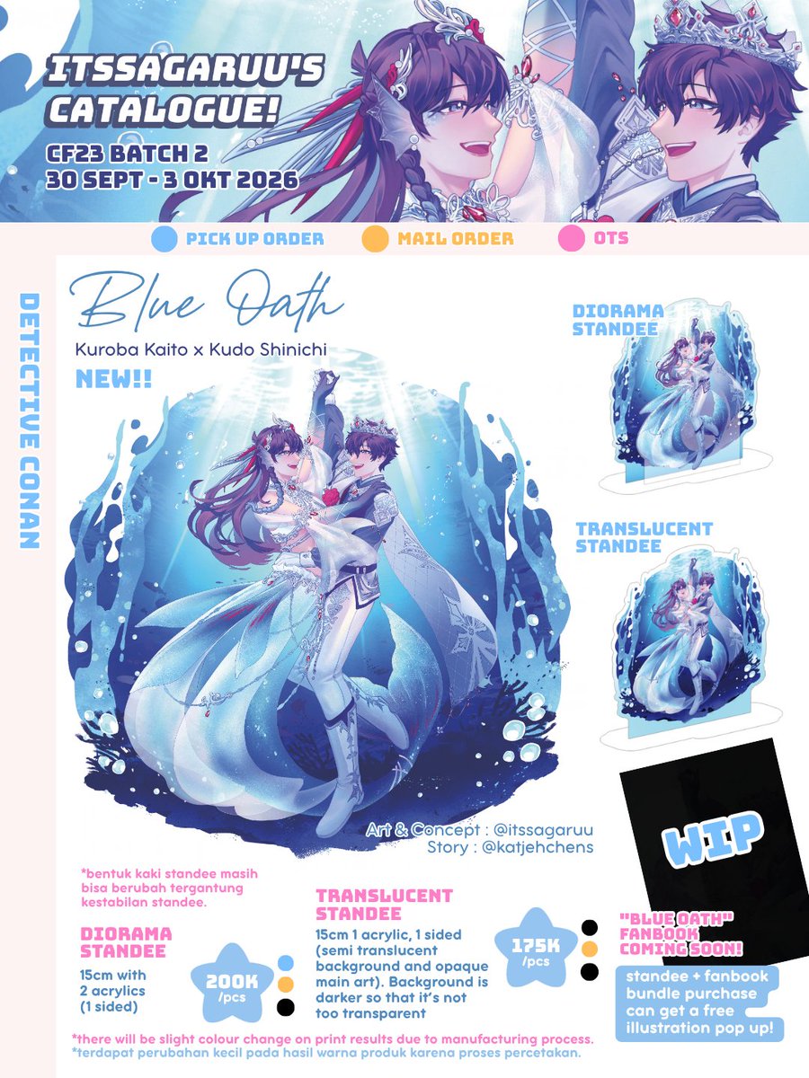 itssagaruu's tweet photo. [💖&amp;🔁 are very appreciated!]

✨Itssagaruu #CF23 BATCH 2 Pre Order Catalogue✨

🛒: Bagi Loker 🥺 Z38-B (Both Days)
📅: 30 September - 3 Oktober 2026
💸: Pick up &amp; Mail order
🔗Link at the end!
✨ : Detective Conan, SVSSS, Wind Breaker

(1/4)

#CF23catalogue #comifuro23 #dcmk https://t.co/gqFEcDO5C6