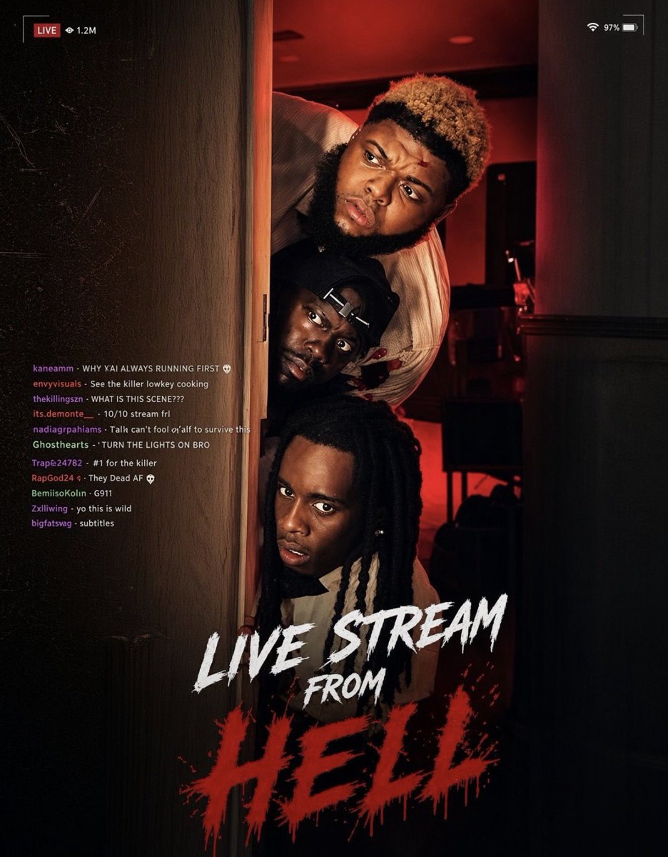 ShesFishy's tweet photo. Kai Cenat, Druski &amp; Kevin Hart just surprise dropped a new movie called “LIVE STREAM FROM HELL” out now on Amazon Prime 😭🔥 https://t.co/zKirh3LMgB