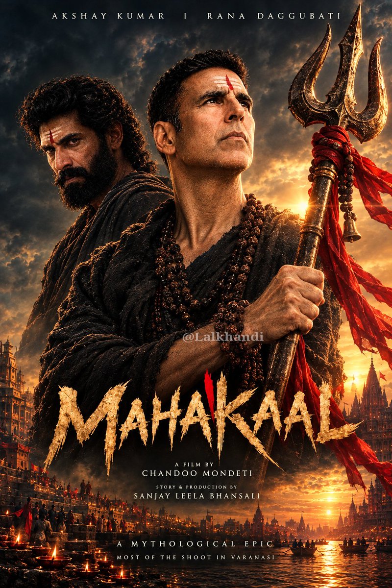 Lalkhandi's tweet photo. 🔥 जब नाम ही महाकाल हो… तो अंदाज़ भी महाकाल वाला होना चाहिए। 🕉️🔱
 @akshaykumar 🎬 Title: Mahakaal — अभी reportedly title है, official announcement बाकी है।
⭐ Lead: #AkshayKumar + #RanaDaggubati
🎥 Director: Chandoo Mondeti, जो Karthikeya 2 के लिए जाने जाते हैं। https://t.co/OLQEBpiwwM