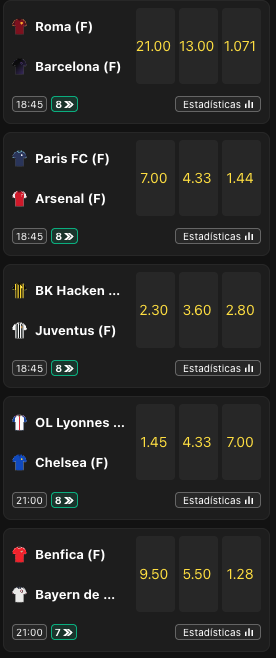 cabezonLudopata's tweet photo. Llevo más de 8 horas analizando la Champions (f):  

El especial de hoy tendrá una ⭐️  

🔴 Roma (F) - Barcelona (F) 🔵⭐️
🔵 Paris FC (F) - Arsenal (F) 🔴
🟡 BK Hacken (F) - Juventus (F) ⚫
⚪ OL Lyonnais (F) - Chelsea (F) 🔵

Te dejo la cuota 71 abajo⤵️ https://t.co/9w5LcjovK0