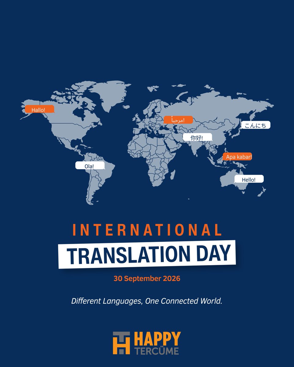 happytercume's tweet photo. Celebrating those who make the world feel smaller by connecting people through the power of language.
Happy International Translation Day!
#DรผnyaรeviriGรผnรผ #InternationalTranslationDay #HappyTercรผme #SwornTranslation #BridgingWorlds #ConnectingPeople https://t.co/YYnxzSy5xI