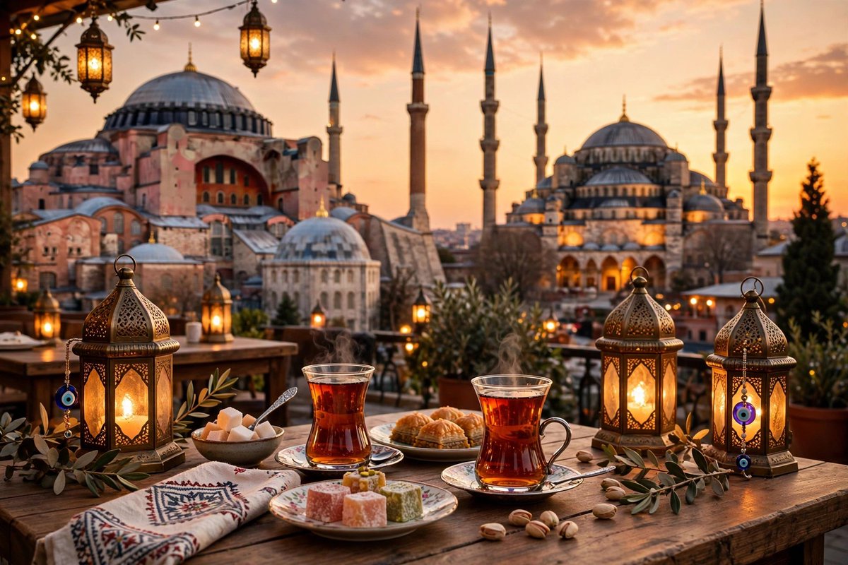 DreamyNooks's tweet photo. 🌙🫖

Turkish tea, glowing lanterns, and the golden hour over Hagia Sophia &amp; Blue Mosque.
Where every sunset feels like a fairytale ✨🧿

#istanbul_evening #turkeyculture #hagiashophia #bluemosque #turkishtea #goldenhour #visitturkey #eveningvibes #istanbulsunset https://t.co/xT33Jn8Bhm