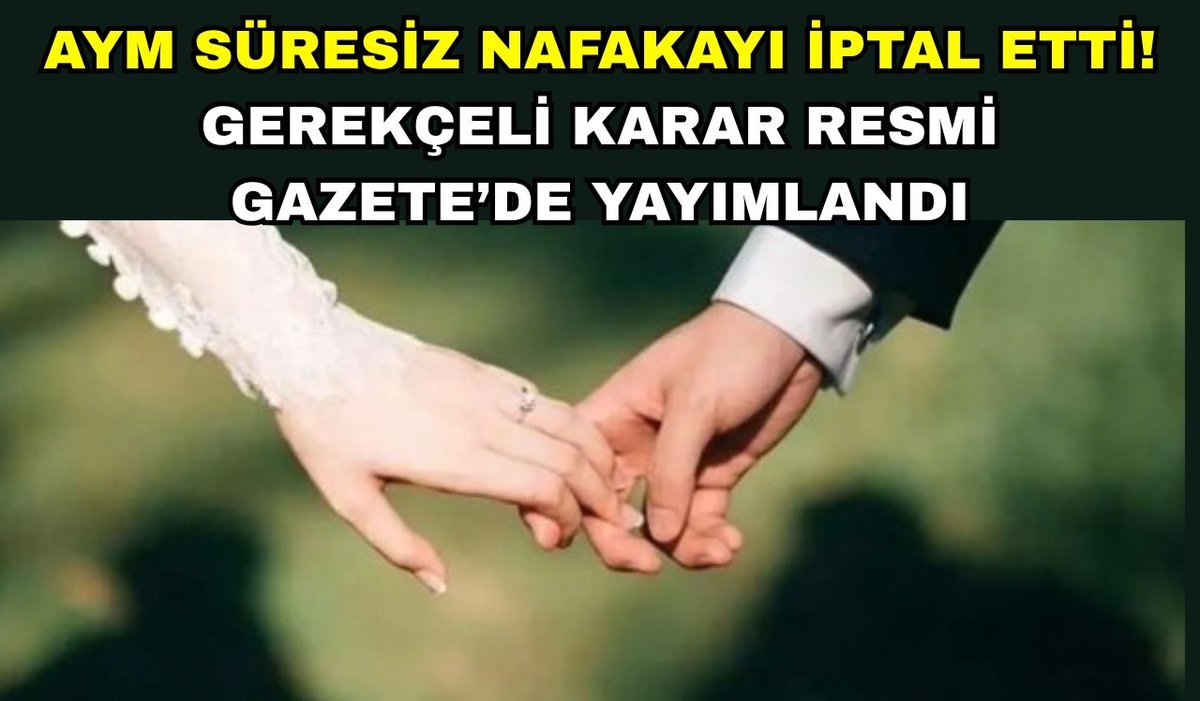 ilgihaber's tweet photo. AYM süresiz nafakayı iptal etti. Gerekçeli karar Resmi Gazete’de yayımlandı
https://t.co/BbX7EOWRQg
@ilgihaber #Nafaka #SüresizNafaka #YoksullukNafakası #AYM #AnayasaMahkemesi #NafakaKararı https://t.co/JEv5vw9iV8