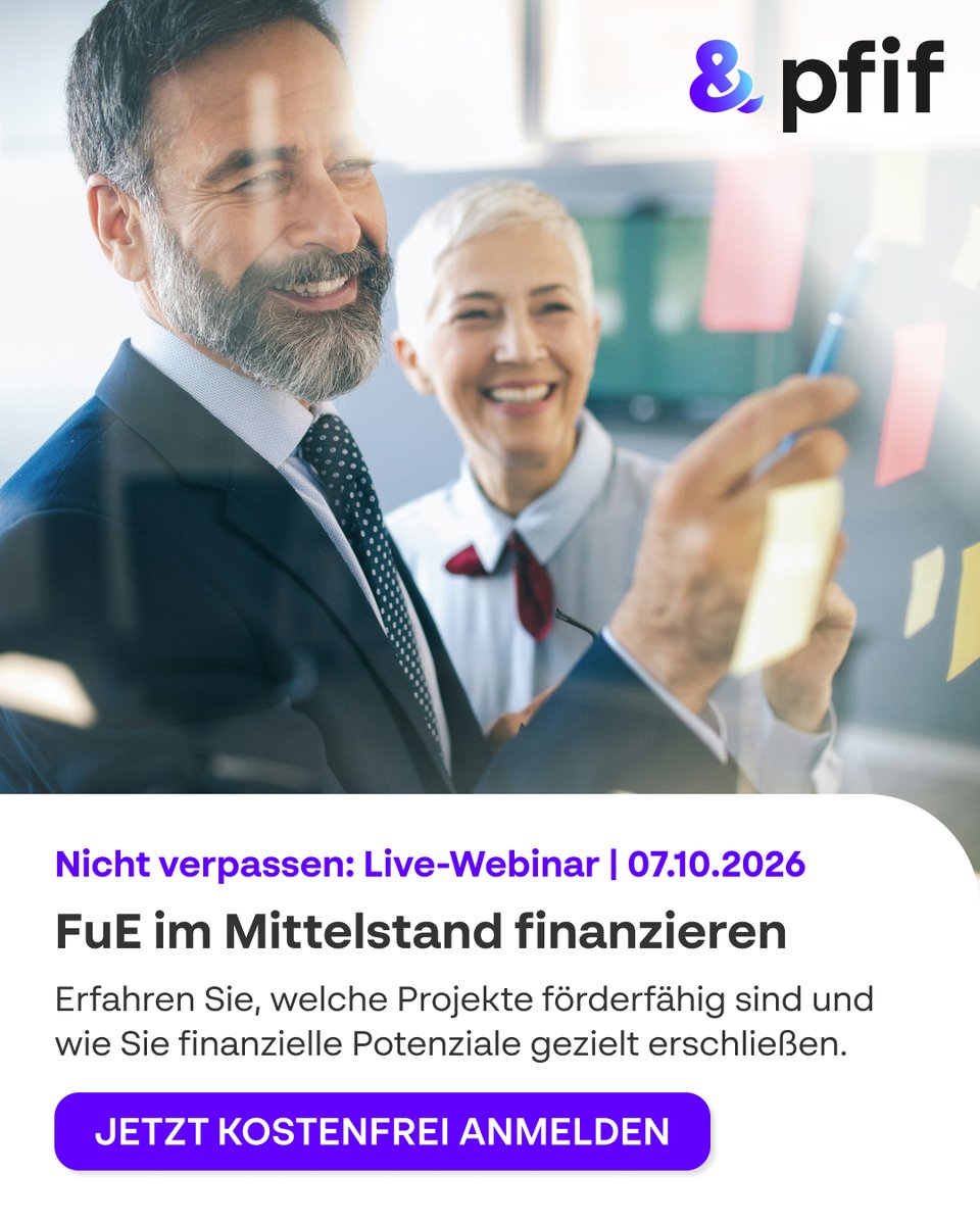 PFIFINNOVATION's tweet photo. ⏳ Reminder
Viele FuE-Projekte bieten Potenziale, die ungenutzt bleiben.
Im Webinar: ✔ Förderfähige Entwicklungsprojekte ✔ Praktische Projektstrukturierung ✔ Wirtschaftliche Potenziale der Forschungszulage
👉 Anmelden: https://t.co/icd9AXXNSt
#Forschungszulage #FuE #KMU #PFIF https://t.co/yaVcu7g6i7