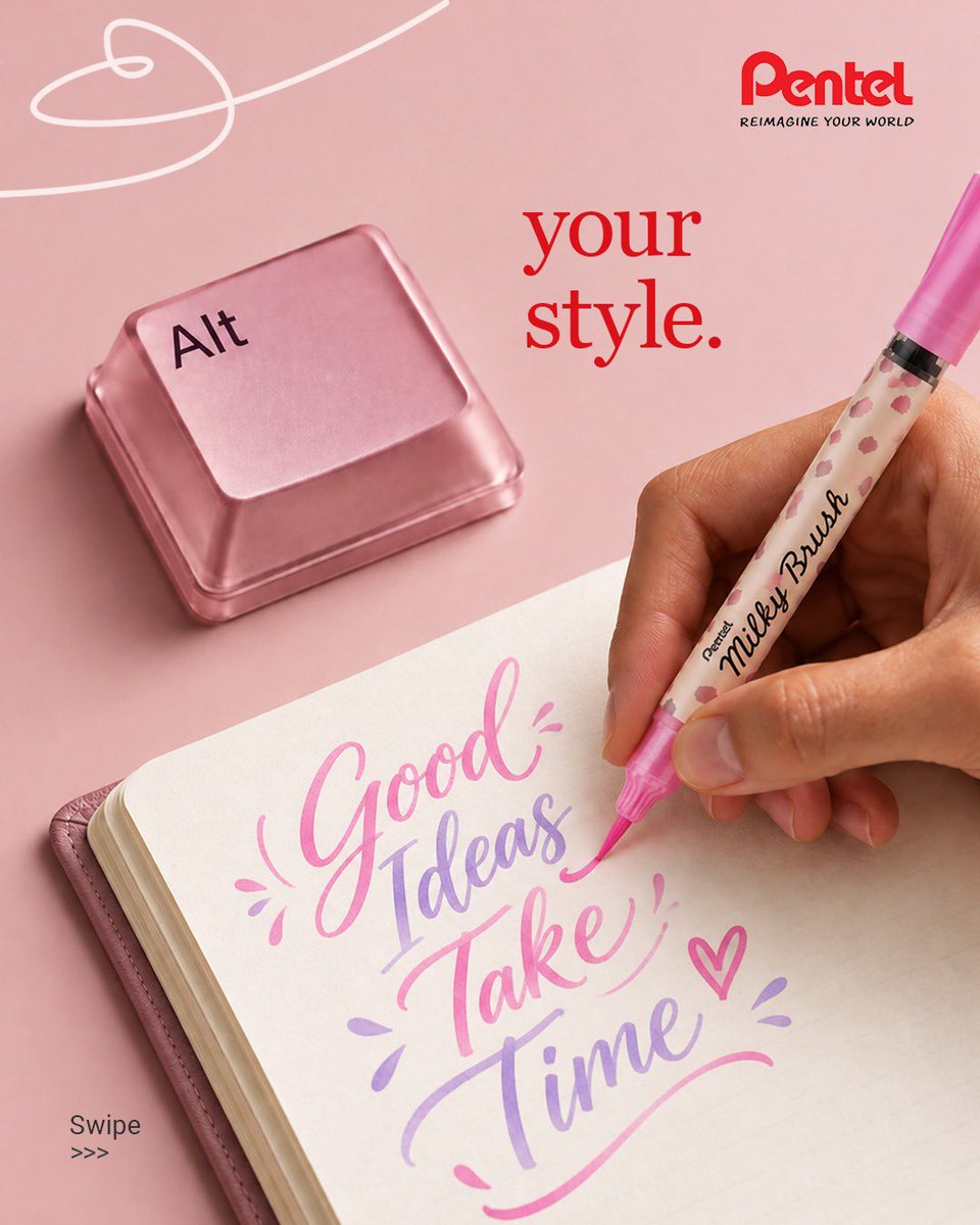 pentelofindia's tweet photo. When your ideas need more colour, more character and a little more fun reach for the Milky Brush Pen.
Create outside the lines.
#CtrlAltDel #PentelIndia #Pentel #MilkyBrushPen #CreateWithPentel https://t.co/98pqZLlJ04