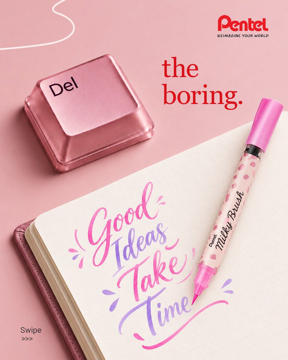 pentelofindia's tweet photo. When your ideas need more colour, more character and a little more fun reach for the Milky Brush Pen.
Create outside the lines.
#CtrlAltDel #PentelIndia #Pentel #MilkyBrushPen #CreateWithPentel https://t.co/98pqZLlJ04