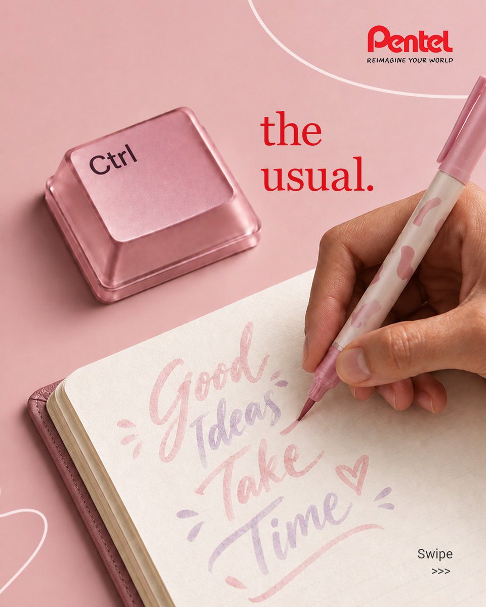 pentelofindia's tweet photo. When your ideas need more colour, more character and a little more fun reach for the Milky Brush Pen.
Create outside the lines.
#CtrlAltDel #PentelIndia #Pentel #MilkyBrushPen #CreateWithPentel https://t.co/98pqZLlJ04