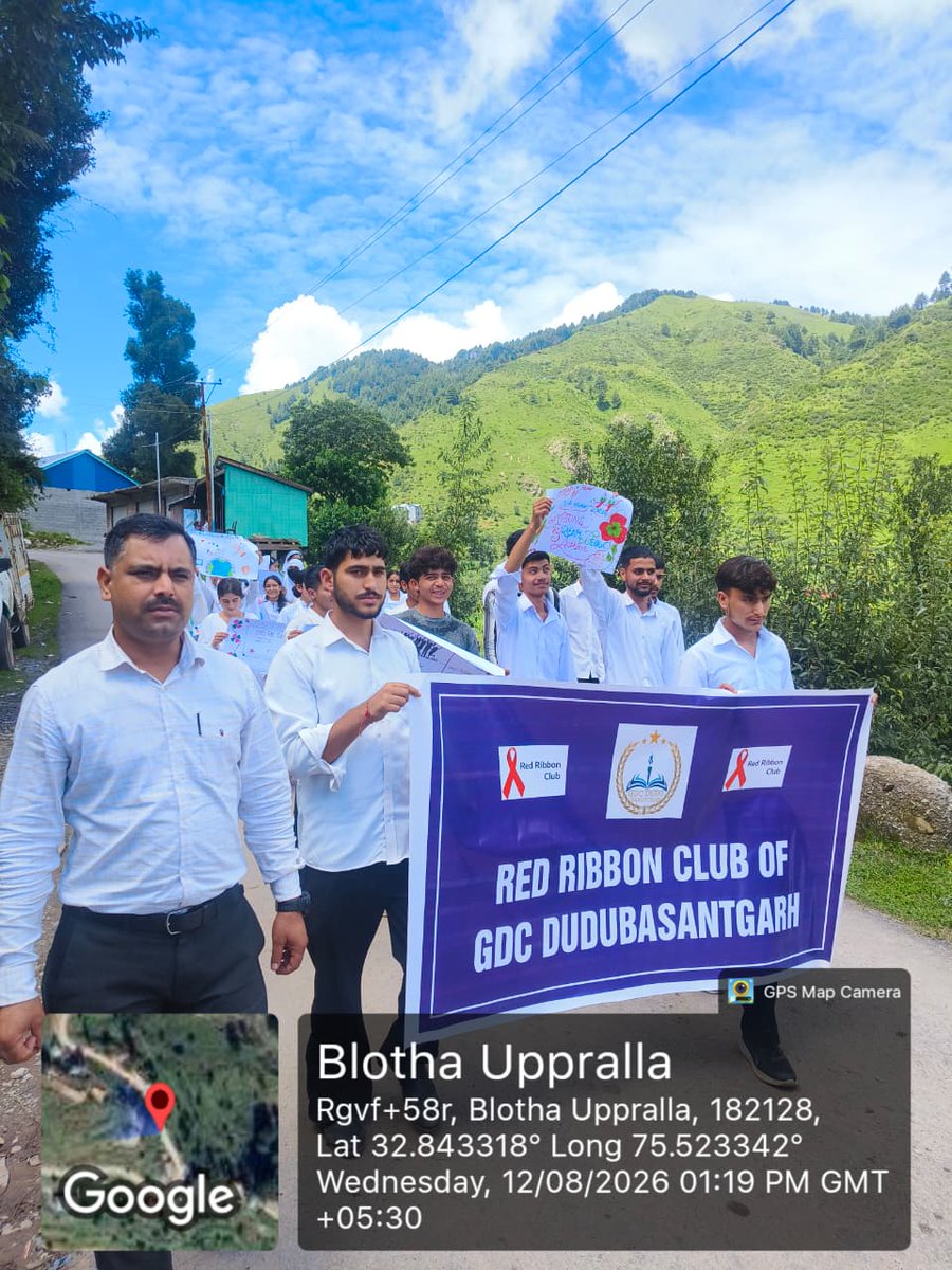 JKACS1's tweet photo. Red Ribbon Club of Government Degree College (GDC) Dudu Basantgarh, Udhampur celebrated International Youth Day 2026 under Intensified IEC Campaign 3.0 @NACOINDIA @RisheeshK @adyouthjksacs https://t.co/eabKlyJPrq