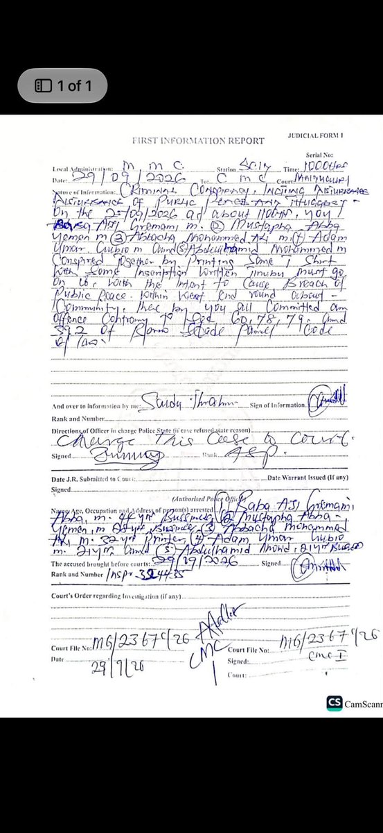 SadiqMaunde's tweet photo. Look at the charges the Borno state government labeled against the youths who wore ‘Tinubu must go’ shirts in Borno. 

What sort of injustice and oppression is this? 
We condemn this! 
We demand the unconditional release of these youths. 

And finally, TINUBU MUST GO! https://t.co/GnHl6TY1w1
