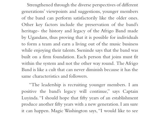 KimuliStar's tweet photo. @Rosethechosen The question of band continuity is answered by various band members in their book- Standing the Test of Time: The Staying Power of the Afrigo Band. I think the Band has always been long sighted and put measures to ensure that it survives for much longer. https://t.co/brbczcKsZY