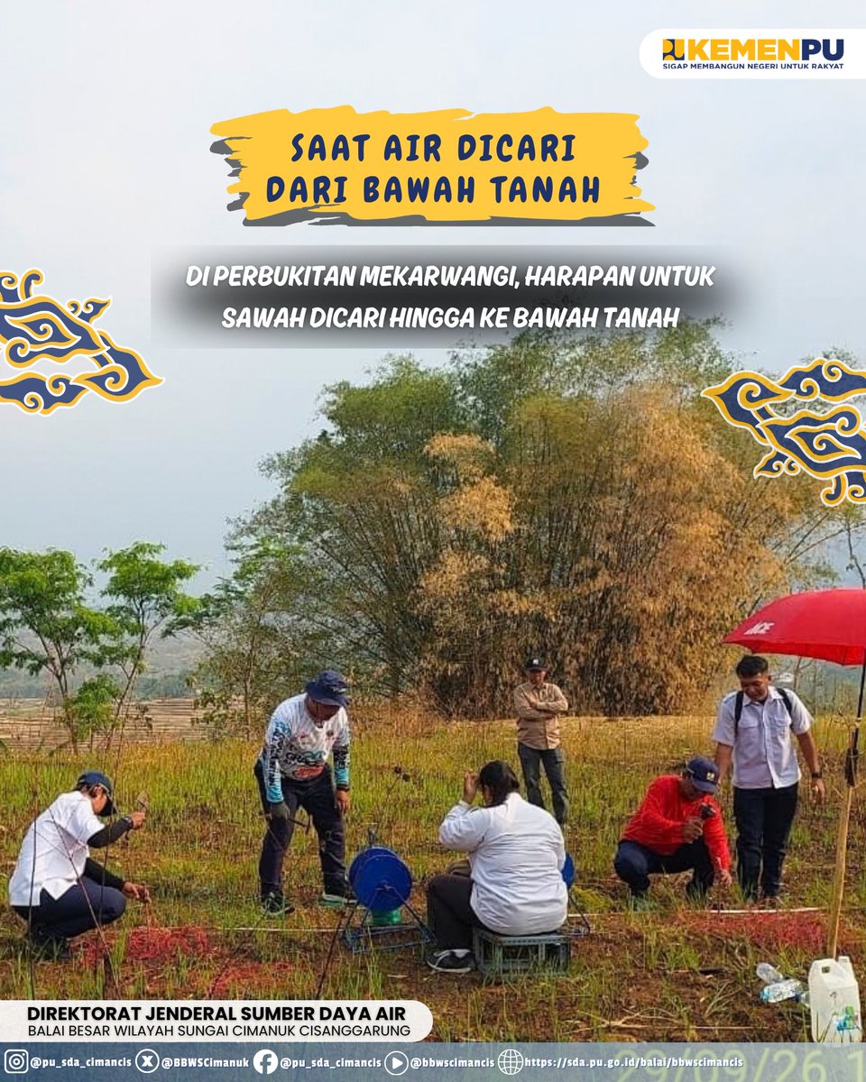 BBWSCimanuk's tweet photo. Di perbukitan Desa Mekarwangi, Kecamatan Lemahsugih, Kabupaten Majalengka, air untuk sawah tidak selalu mudah didapat. Kali ini pencariannya mengarah ke bawah tanah..
#sigapmembangunnegeriuntukrakyat
#mengelolaairuntuknegeri
#bersamamenjagaair
#jagaketersediaanair
#bbwscimancis https://t.co/zpnZF7ZWXZ