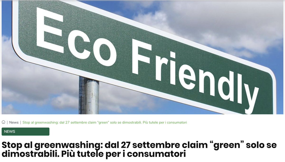 adiconsum's tweet photo. Dal 27 settembre 2026 sono pienamente applicabili in Italia le nuove regole europee contro il greenwashing. Il D.Lgs. n. 30/2026, che recepisce la Direttiva (UE) 2024/825 (Empowering Consumers for the Green Transition), modifica il Codice del Consumo e rafforza il diritto dei cittadini a un’informazione ambientale chiara, verificabile e non ingannevole.

Per i consumatori significa una cosa concreta: slogan come “green”, “eco”, “ecologico”, “sostenibile”, “amico dell’ambiente” o “climate friendly” non possono più essere usati in modo generico. L’impresa deve dimostrare un’eccellenza ambientale riconosciuta e pertinente rispetto a quanto dichiarato. Non basta un’etichetta di facciata.

Scopri di più👇
https://t.co/IXD00UM5DG