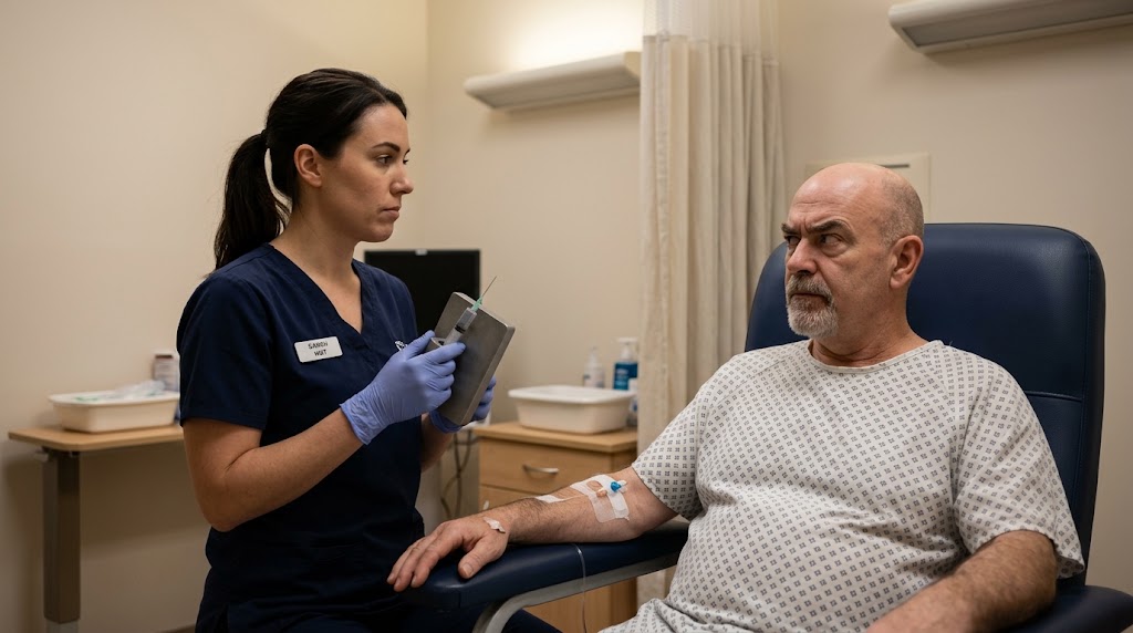 SamaHoole's tweet photo. "Nothing sugary for 24 hours before the scan. No bread, no pasta, no fruit, no juice. Then nothing at all for six hours."

Why?

"We inject you with radioactive glucose. We need the tumour to be hungry for it."

The tumour gets hungry?

"Cancer cells take up sugar far faster than healthy tissue. That's how we find them. They light up."

So if I ate a bowl of cereal first?

"It would spoil the picture. The tumour would already be fed."

Right. And after the scan?

"You can eat normally."

Normally being?

"We've a trolley coming round. Tea, biscuits, a bit of cake."

So for one day you'd like the tumour kept hungry.

"For the scan, yes."

And for the rest of the year?

"A balanced diet. Plenty of starchy carbohydrates."

Is it the same tumour on the other days?

"...It is."

Does it lose interest in sugar once the photo's been taken?

"I only do the scans."

Two sugars, then, is it?