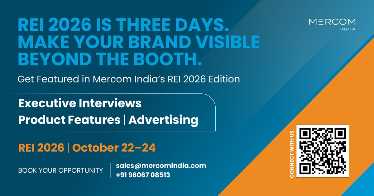 MercomIndia's tweet photo. REI is three days. Make your brand last longer.
Get featured in the Mercom India REI 2026 Edition through interviews, product features and advertising.
📧 sales@mercomindia.com
#REI2026 #MercomIndia https://t.co/H86K3ELoCZ