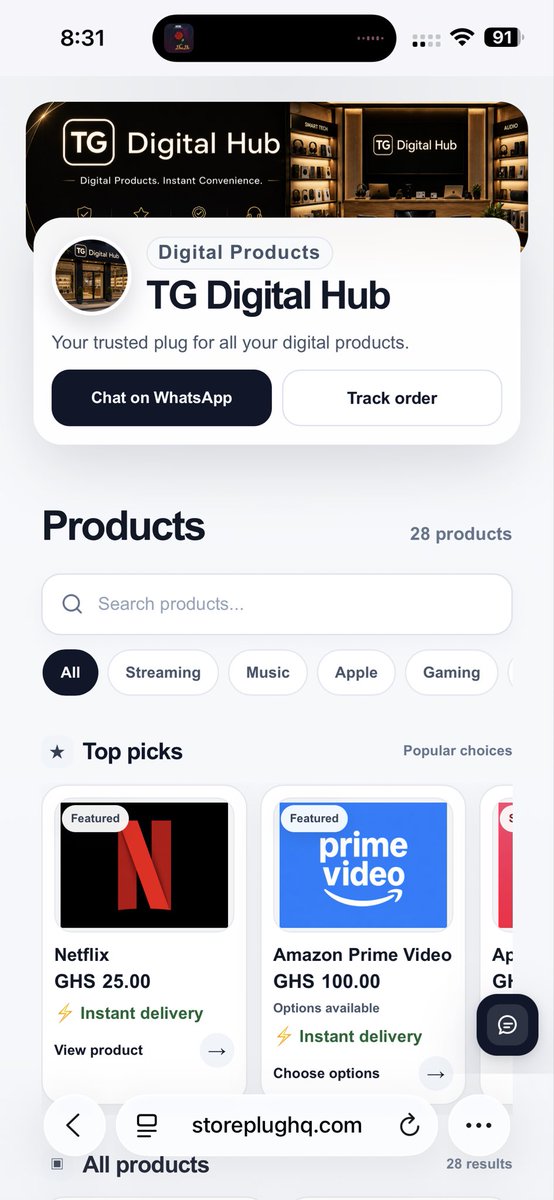 Khalyfa7_'s tweet photo. Netflix is GH₵25. Spotify and YouTube Premium are GH₵19 each.

Pick what you need from TG Digital Hub: https://t.co/w4oNYYE2oN https://t.co/tQrIZqVFj9