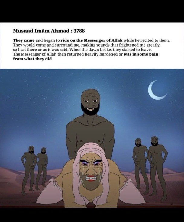 EamonnnalEamonn's tweet photo. @Amd_li @realbales @RevertStoriesx After the night of the jinn   Mohammad tried to throw himself off the highest mountain is that true ? People married at a young age 1400 years ago but why would god show a 56 year old man a 6 year old child “who was playing with dolls “ to marry  ? You must conceal your sins https://t.co/5EMpCX77L4