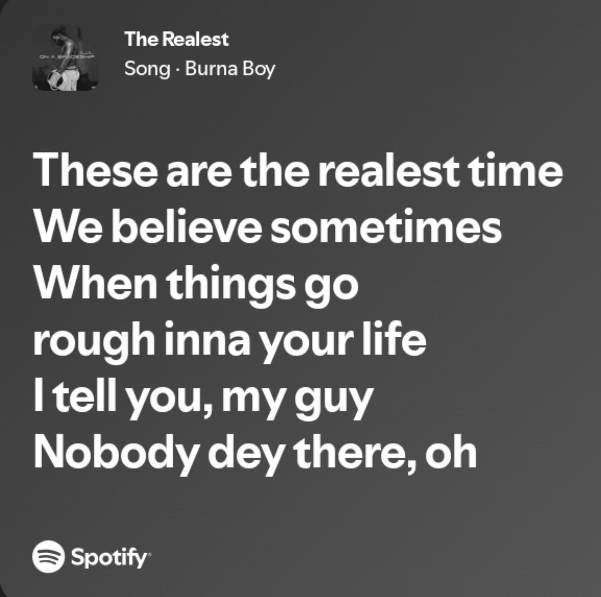 KlassiqPeter's tweet photo. Day 5- Burna really captured that feeling when life gets rough and suddenly you realize you’re the one carrying yourself. “Nobody dey there” hits different when you’ve actually lived it. Real music, real life. 🐐🔥 https://t.co/1CBk35BIDD