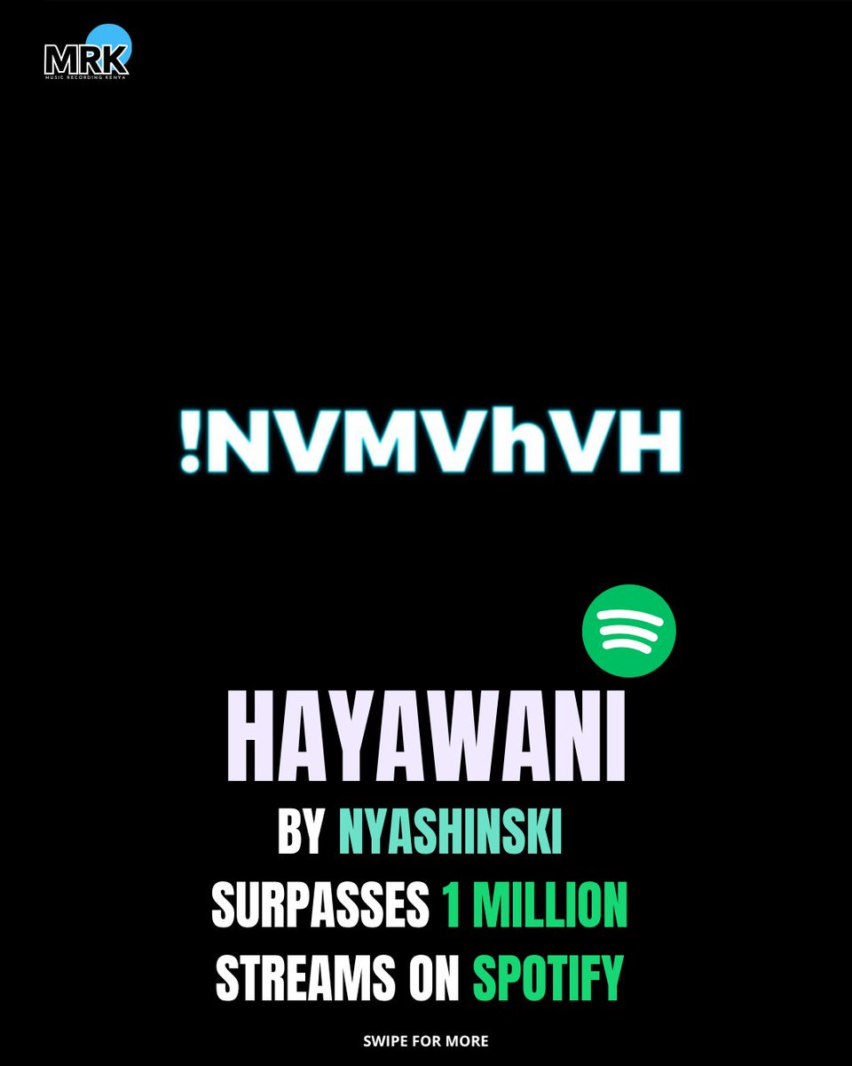 mrecordingske's tweet photo. Congratulations! @RealShinski  "HAYAWANI" has surpassed 1 million streams on Spotify 📈🔥. https://t.co/xTcQk0WnWs