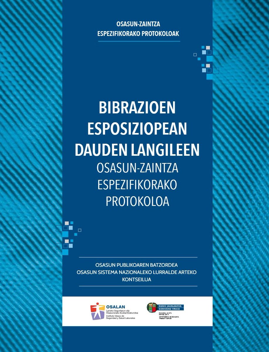 osalanEJGV's tweet photo. 📢🔔 Osalanen argitalpen berria:
👷♀️👷♂️ Bibrazioen esposiziopean dauden langileen Osasun-zaintza espezifikorako protokoloa 📘
https://t.co/zOk1l6skfz
#Osalan #PrevenciónDeRiesgosLaborales #SaludLaboral #VigilanciaDeLaSalud #PRL #SeguridadYSaludEnElTrabajo #Vibraciones #TrabajoSeguro #LAP #LanOsasuna #LanArriskuenPrebentzioa #OsasunZaintza #Bibrazioak #LanekoSegurtasuna #LanSegurua