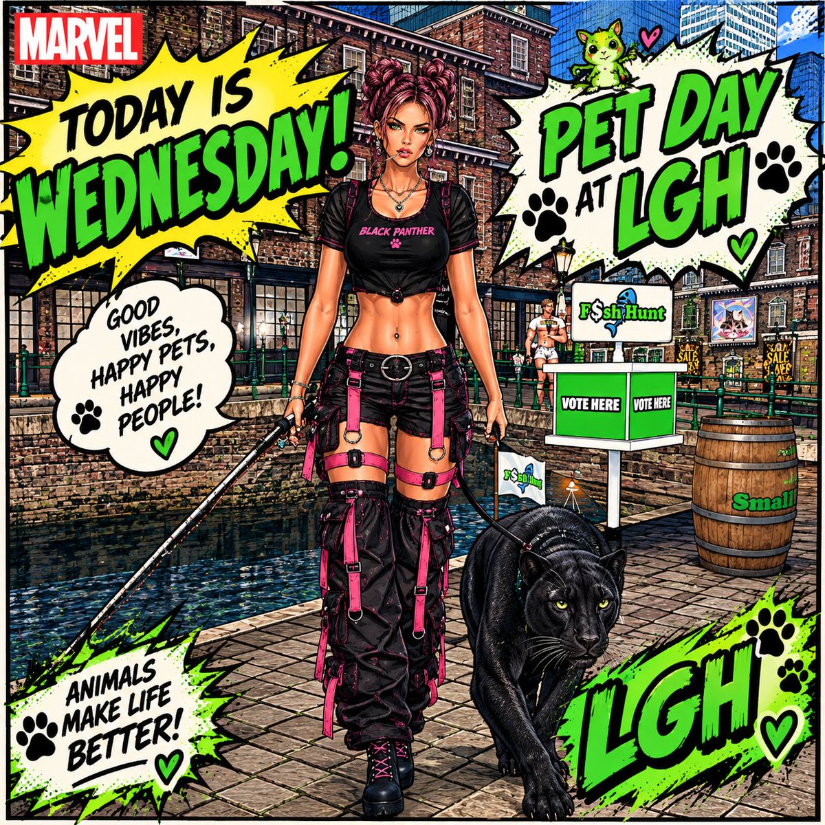 MartinaFiertze's tweet photo. 🐈⬛🎣 Pet Day at LGH!
My panther came for the fish… but who is hunting whom? 😂🐟💚
https://t.co/8LqIAkvVX9
#SecondLife #FishHunt #SL #LGH #CyberSociety #Goldhunt #Snuffles https://t.co/F7j2XRoKeE
