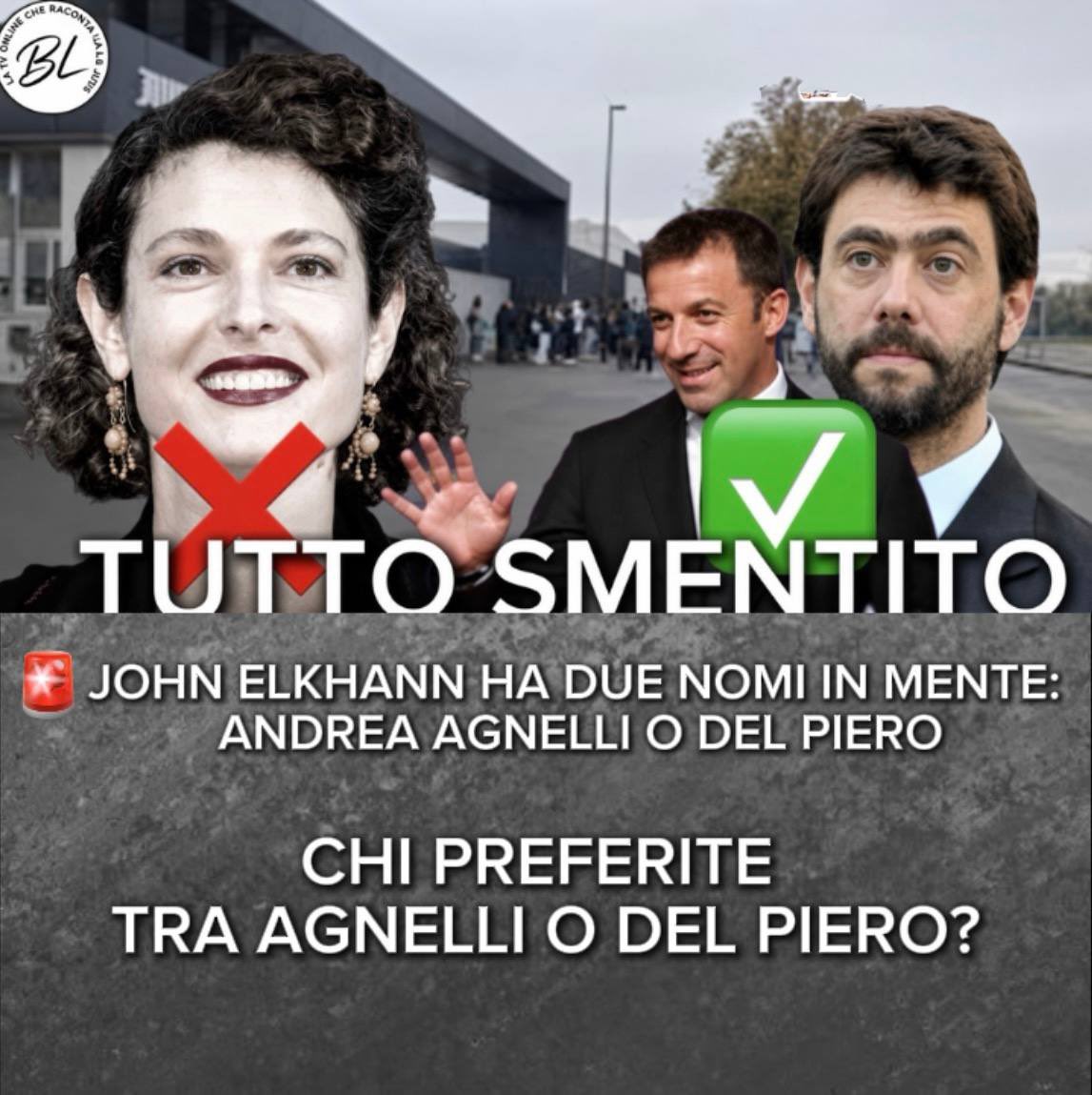 Bianconerolab's tweet photo. 🚨 Tutto smentito Ginevra Elkhann non sarà la presidentessa della Juventus 

John Elkann pensa alla rivoluzione un ritorno di Andrea Agnelli e come vicepresidente Del Piero 

Siete d’accordo? Chi preferite voi? Scrivetemi nei commenti ⤵️ https://t.co/QQWacEOFje