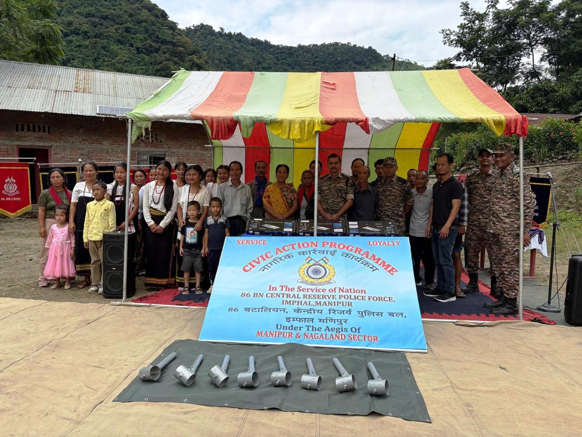 86Bncrpf's tweet photo. On 30/09/2026, under the aegis of IG M&amp;N Sector CRPF and under the supervision of CO 86Bn CRPF, a Civic Action Programme was conducted by 86 Bn CRPF at Sehjang village, Kangpokpi District, Manipur and distributed solar light  and accessories to the villagers. https://t.co/6NNFQ6vymv