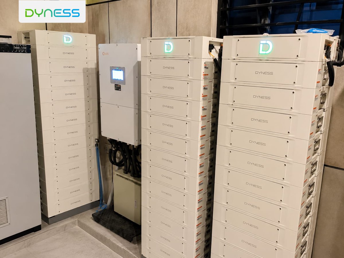 DynessESS's tweet photo. 🔋 Dyness STACK100 is now powering a PSO fuel station in Islamabad, Pakistan.

With 52 battery modules across four clusters, the 260 kWh energy storage system is paired with two 50 kW Solis hybrid inverters to support more stable, efficient day-to-day operations.
#Dynessshowcase https://t.co/7hR8uQmqJv