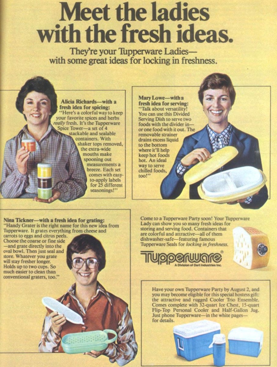 corememunlocked's tweet photo. Tupperware Parties — The Ultimate 1970s Kitchen Craze! 🥣✨
#Tupperware #TupperwareParty #1970s #70sNostalgia #RetroKitchen #VintageAdvertising #VintageTupperware https://t.co/1ypDhnrl6H