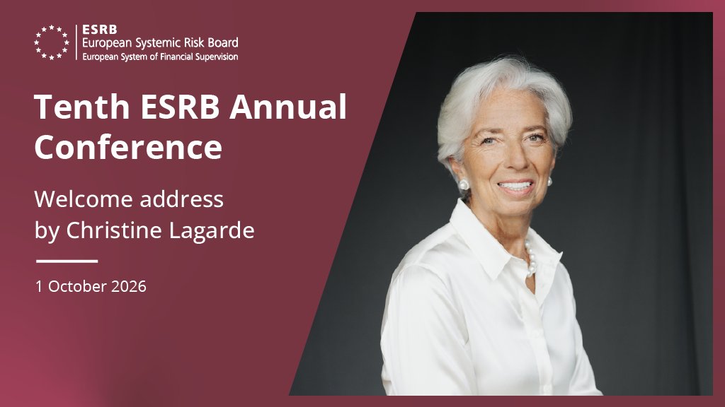 ESRBofficial's tweet photo. The tenth annual conference of the European Systemic Risk Board is now under way!

Join us at 15:30 CET for President @Lagarde's welcome address and dive into an exciting array of discussions. 

Follow live https://t.co/JeIpwzGvh9

#10thESRBAnnualConference https://t.co/fxu6cgBGTw