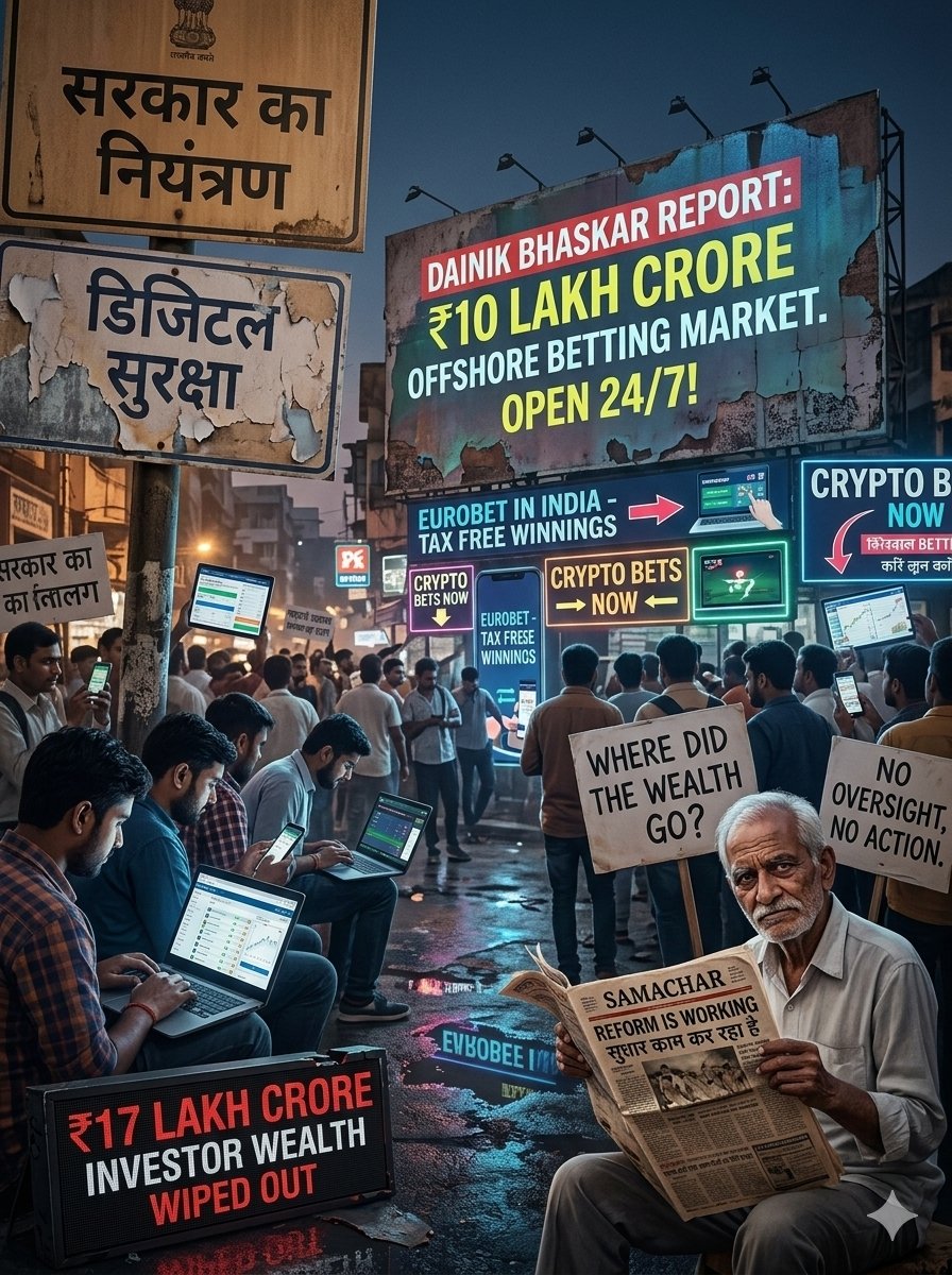fakebreaker92's tweet photo. @Jaiks65 Losing ₹17 lakh crore in investor wealth while a black-market betting ecosystem grows larger than the defense budget is a fascinating way to demonstrate market control. @GoI_MeitY #Gambling𝕏 #gaming_news #gamingclips #dream11 #PROGA #RMG https://t.co/z5AjtJeoJC