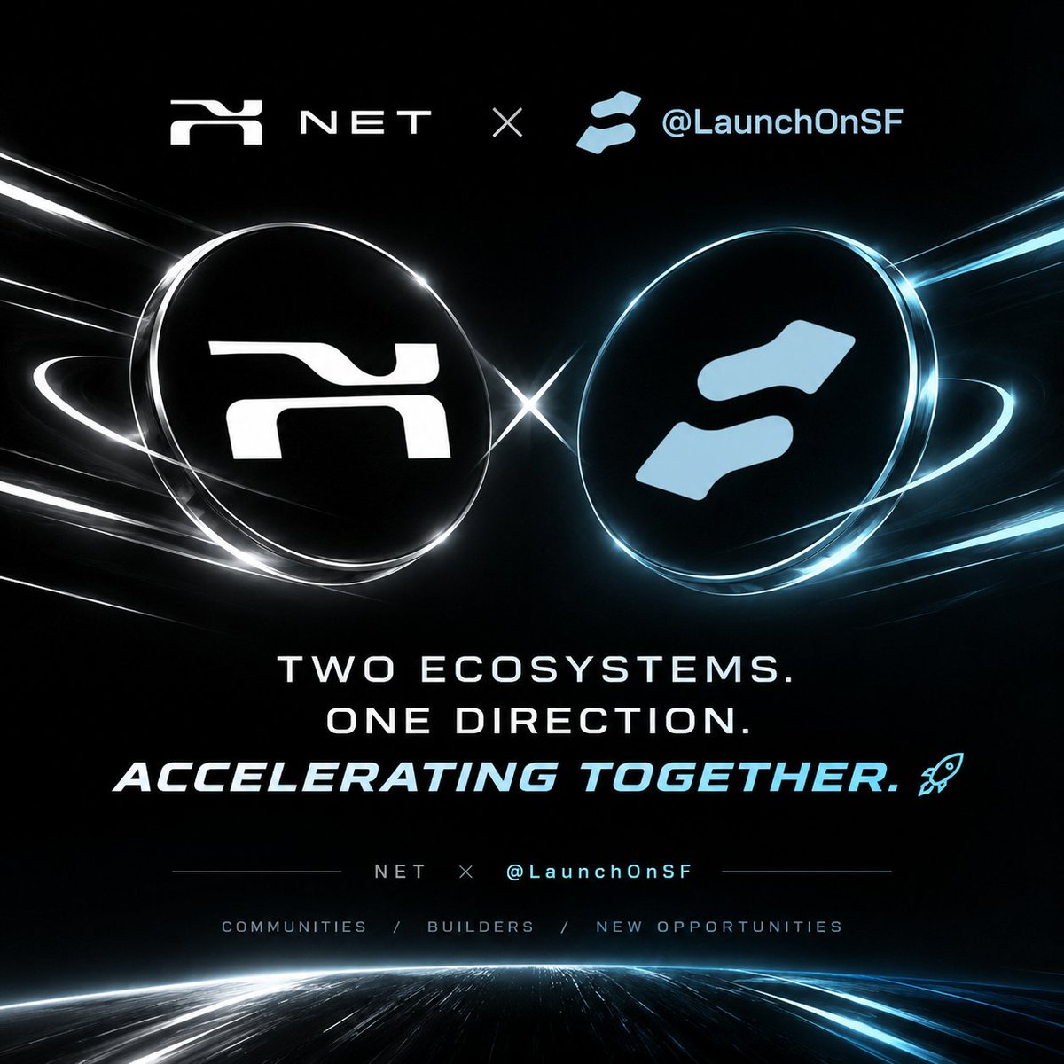 Xnetrun's tweet photo. ⚡️ NET × @LaunchOnSF

Two ecosystems. One direction.
Accelerating together. 🚀
Excited to announce our collaboration with @LaunchOnSF — bringing together communities, builders and new opportunities across the ecosystem.

NET is accelerating.
Stay tuned. 👀 https://t.co/7DlqJ6AMhG