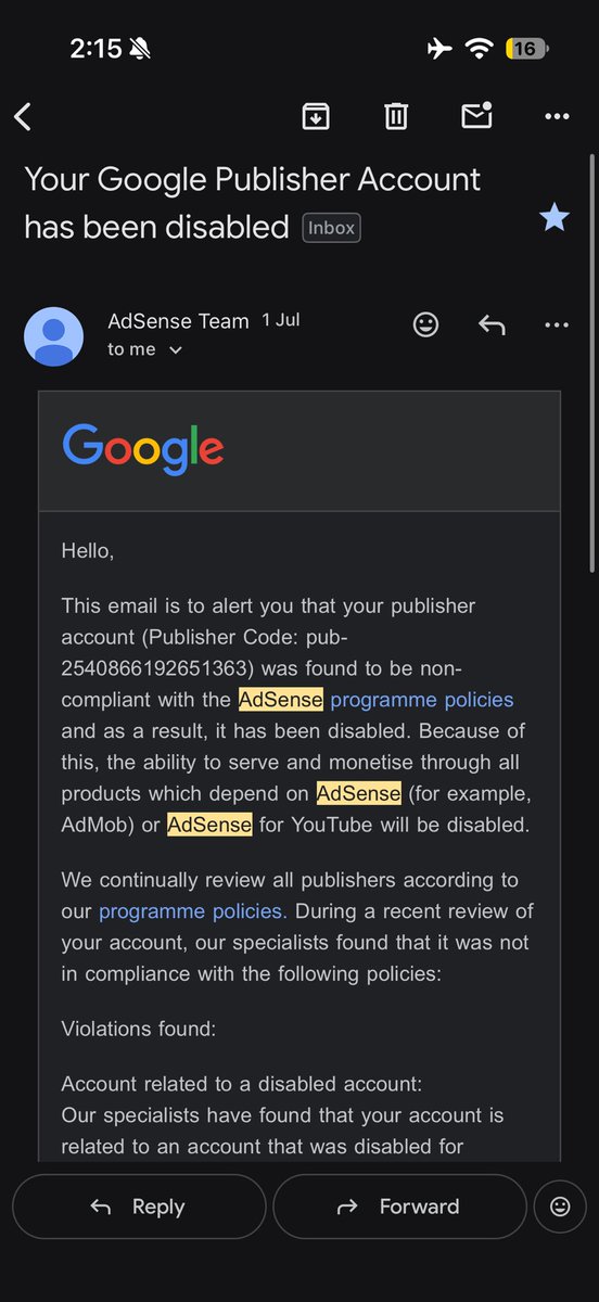 framesbyjas's tweet photo. Still no update. Still waiting.
90+ days since I submitted my AdSense appeal, and I haven’t received a single update or decision.
@TeamYouTube  please, can someone look into my case and help get this reviewed?
Case ID: 27306941793 🙏
Publisher Code: pub-2540866192651363
#YouTube https://t.co/PlvIlxBC7H