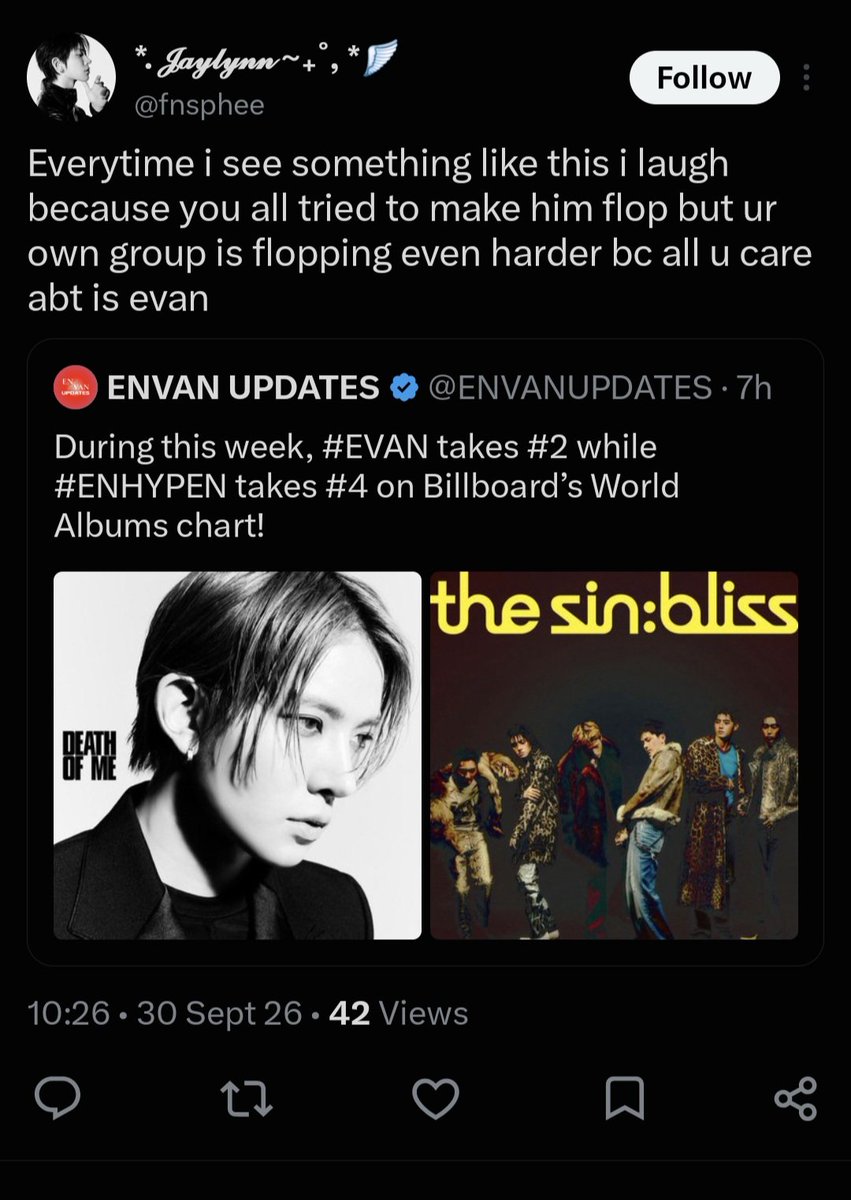 jungwonie71's tweet photo. I can totally see who cares about whom more ... can't you just celebrate Heeseung's achievements without taking enha's name out of your foul mouth or what ?! https://t.co/dJd6CQjPCl