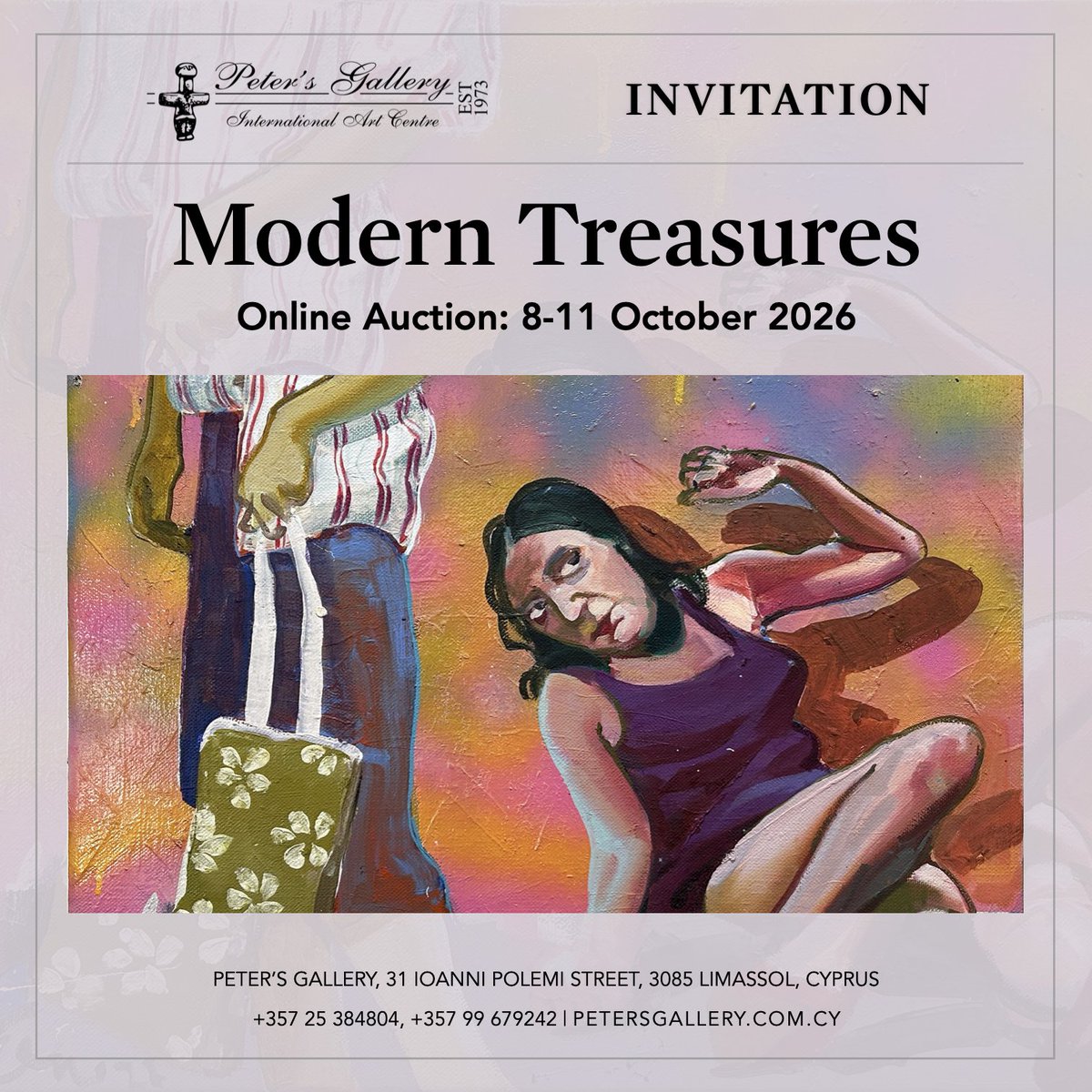 peters_gallery's tweet photo. The October edition of Modern Treasures features exceptional Post-War &amp; Contemporary works by  Mytaras, Kostis, Stathopoulos, and many others. Bidding opens 8 Oct., closing 11 Oct. Highlights exhibition: 3-10 Oct. Browse &amp; bid early👉 https://t.co/HmDBq7pyc8

#ModernTreasures https://t.co/byVRk0GVo8