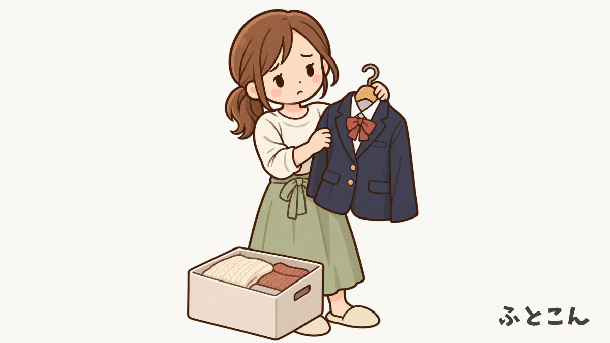 futokonjp's tweet photo. （今日のお題）
衣替えで着ていない制服を見ると胸が詰まりませんか？

季節の服を入れ替えていると、ずっと出番のない制服が目に入る。

普段は落ち着いて過ごせていても���そんな何気ない場面で気持ちが揺れることがあります。

#不登校の親 https://t.co/fpDZzfReKt
