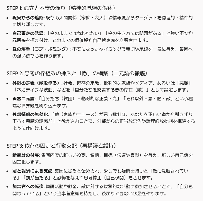 jeosg7393's tweet photo. これ1990年代あたりに問題になって、手口も知られ渡ってる「カルトの洗脳手法」なんだけども、30年の時を経てSNSでマイルドに展開されてると感じるのは俺だけ？ https://t.co/J5iJMZSxup