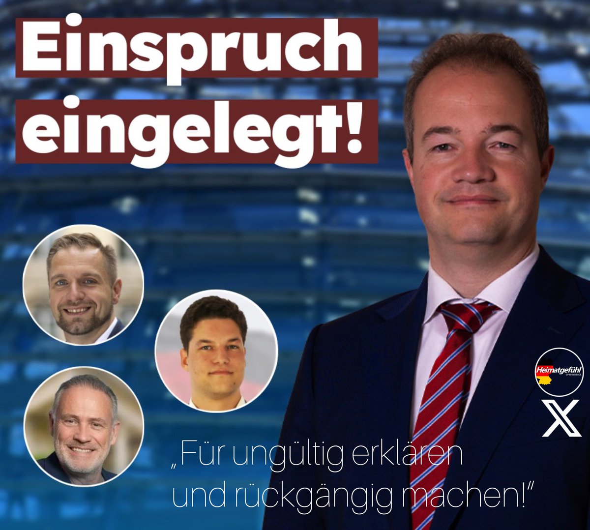 HeimatliebeDE's tweet photo. RICHTIG SO! 

Martin Sichert, Stephan Bothe, Thomas Moriße und Justin Vogel haben Einspruch gegen die Wahlen in Niedersachsen eingelegt. 

Die Wahlen seien „für ungültig zu erklären und zu wiederholen“. 

Alle vier Kandidaten haben Recht. Es ist einfach nur unglaublich, dass man Politiker aufgrund ihrer Parteizugehörigkeit ausgeschlossen hat.