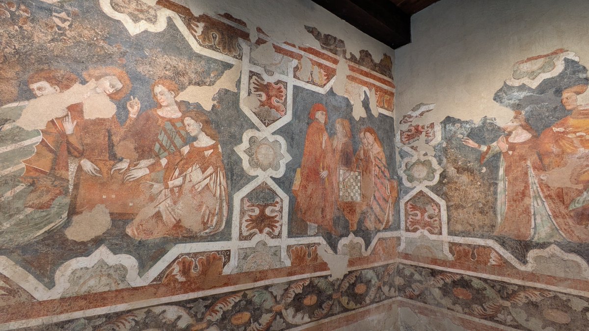 martgathercole's tweet photo. For #WallArtWednesday stunning medieval frescoes at the Castello di  Arco 🇮🇹🤗 https://t.co/wtcAXmnpPt