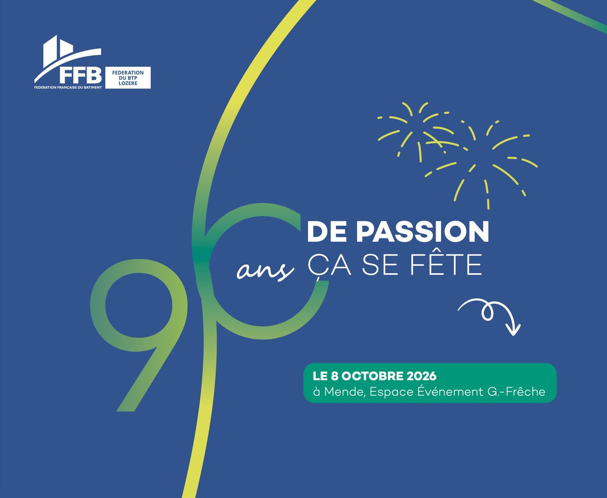 ecomnews_agenda's tweet photo. 📅#Lozere : La Fédération du Bâtiment et des Travaux Publics célèbrera le 8 octobre ses 90 ans d’engagement au service des artisans et entreprises du territoire.
Une journée en deux temps avec une matinée dédiée à la découverte des métiers, de leurs innovations et des formations pour les élèves.
L'après-midi sera consacrée à des conférences, une table ronde et une soirée de gala. @FFBatiment @FFB_Occitanie