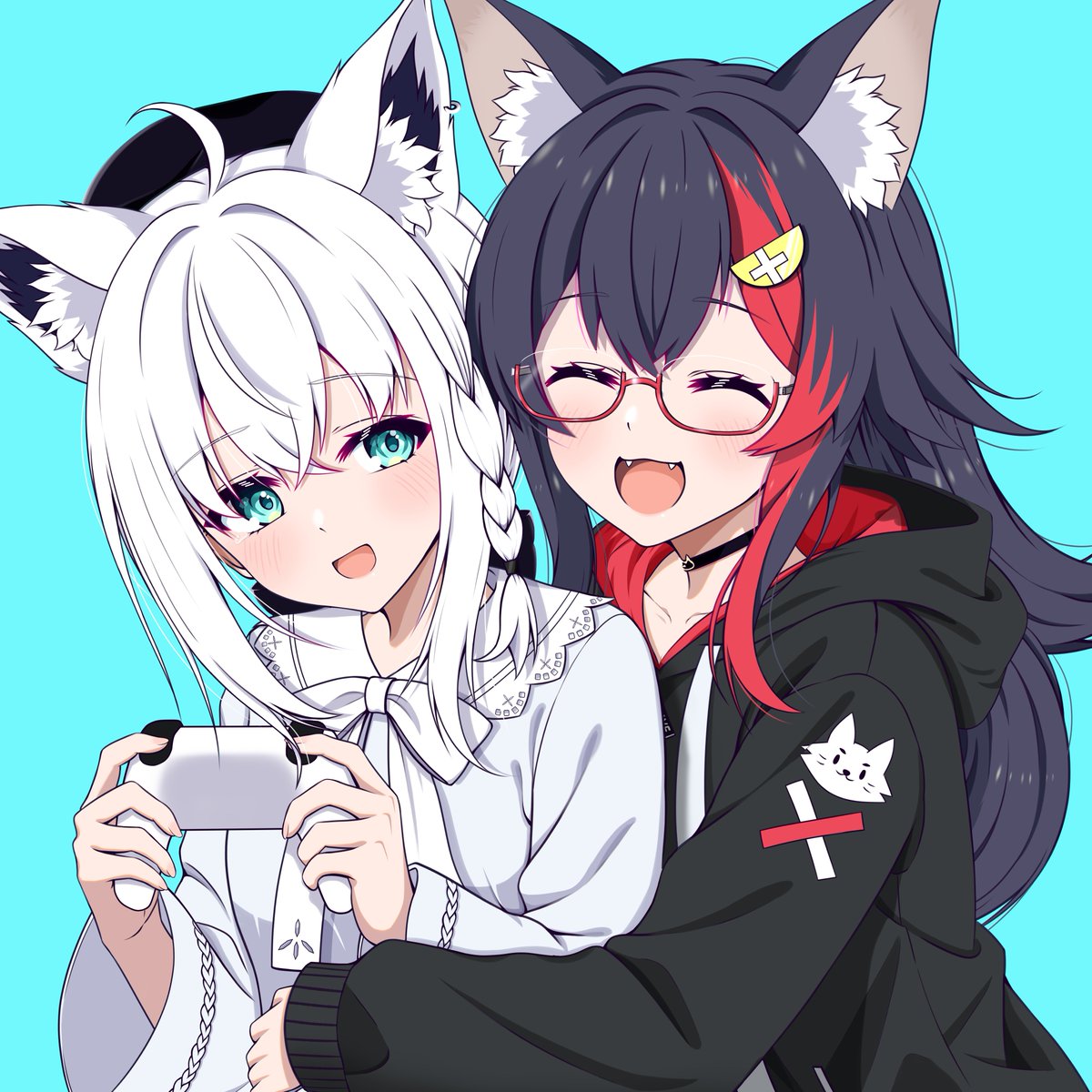 SparkRoom_next's tweet photo. フブミオてぇてぇ🦊🐺
#絵フブキ
#みおーん絵
※サイズなど修正したため再掲 https://t.co/ffPIYwrpYx