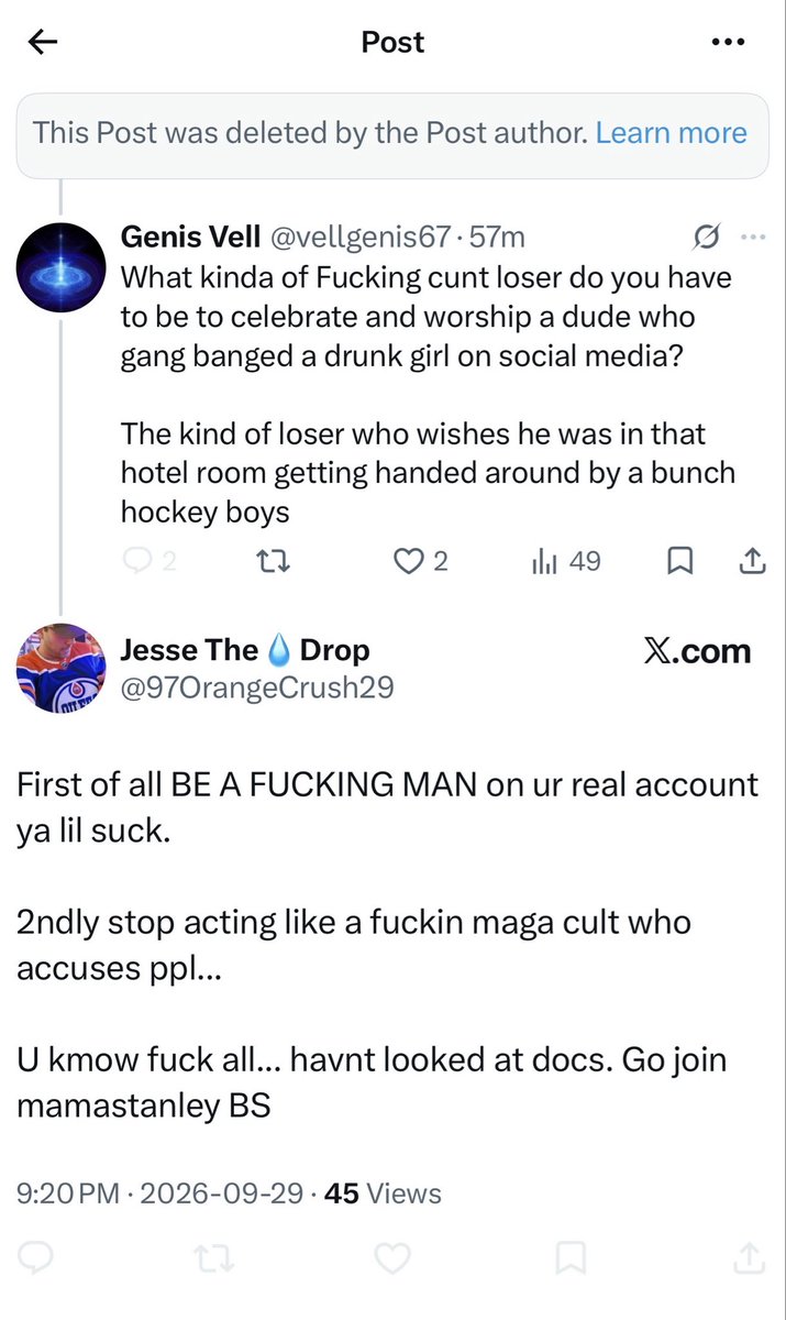 vellgenis67's tweet photo. @97OrangeCrush29 be a man like you who wants to join a bunch of dudes in a gang bang? Then block people who point it out? Delete the tweet? That kinda “MAN”? 

Gutless coward

I’ve read the docs. Any man who has knows what kinda character the 5 have. Grow a pair loser!! https://t.co/BxXaIjCOJz
