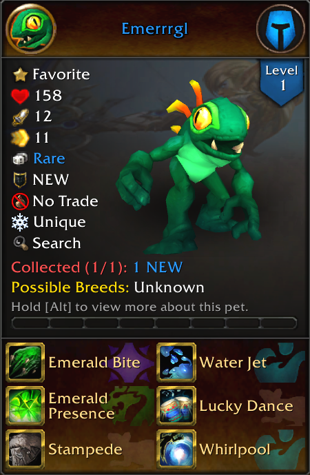 Luxminxthebard's tweet photo. #worldofwarcraft #pet #Emerrrgl #murloc #humanoid #InGameShop #FunkoPop #midnight
Pet: Emerrrgl 💚

"The emerald sheen of this murloc is likely formed from constant grooming and a robust exercise routine."

💚 Blizzard Store:
A Funko Pop version of this pet was available for purchase from the Blizzard Gear Store. US-residents who purchase the figurine received a code by email for the in-game pet 5 days after initial purchase. 
This code was redeemable on any WoW account. 
All WoW accounts (of the same region) under one https://t.co/JPwdm0VaMy will have access to this pet.