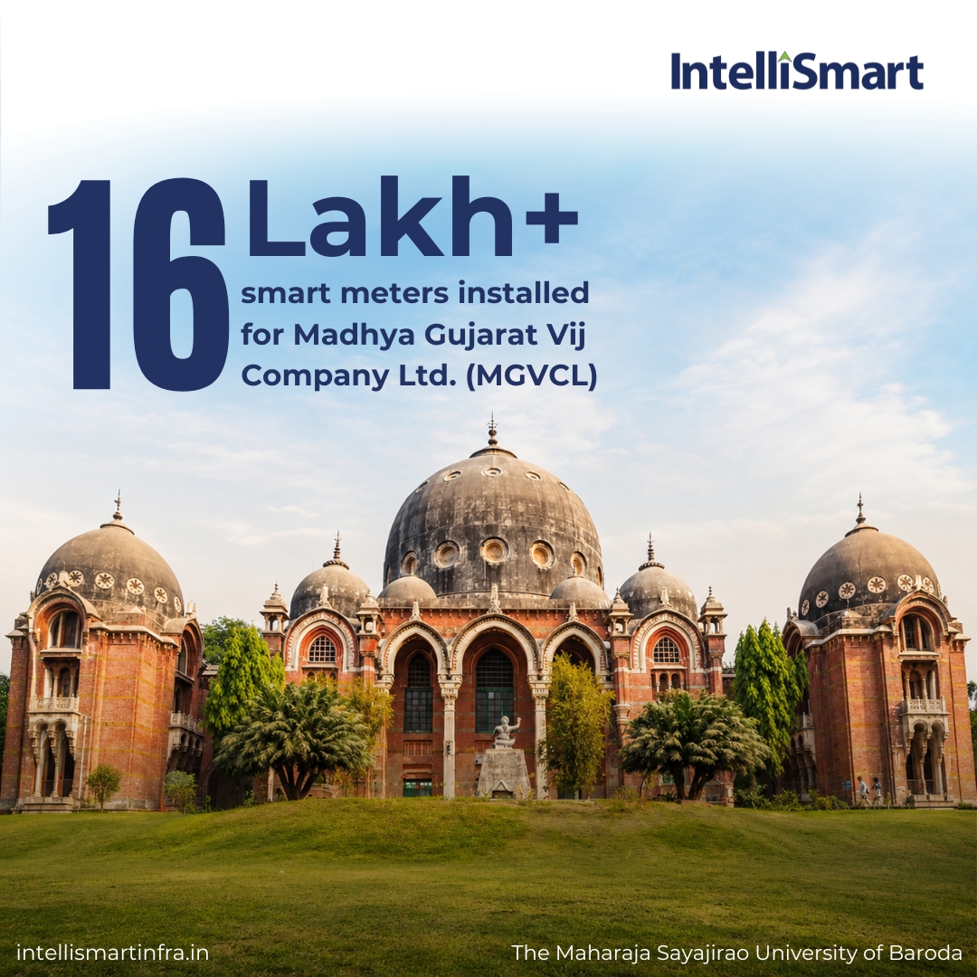 Intelli_Smart's tweet photo. We are proud to share that @Intelli_Smart crossed the milestone of installing over 16 lakh smart meters in Gujarat for Madhya Gujarat Vij Company Ltd (MGVCL), marking a major step towards building a smarter, more resilient and future-ready power distribution ecosystem in the state.

We sincerely thank the leadership of MGVCL, along with our partners and stakeholders, for their continued trust and support in driving India's digital energy transformation.

@pgcilindia 

#Gujarat #MGVCL #smartmetering #powersector