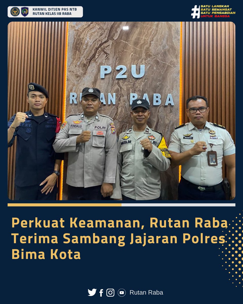 RutanRaba's tweet photo. Perkuat Keamanan, Rutan Raba Terima Sambang Jajaran Polres Bima Kota

#Kemenimipas #AgusAndrianto #DitjenPAS GunGunGunawan #KetutAkbarHerryAchjar #DitjenPASNTB RBKunwas https://t.co/yrYIhZyvHS