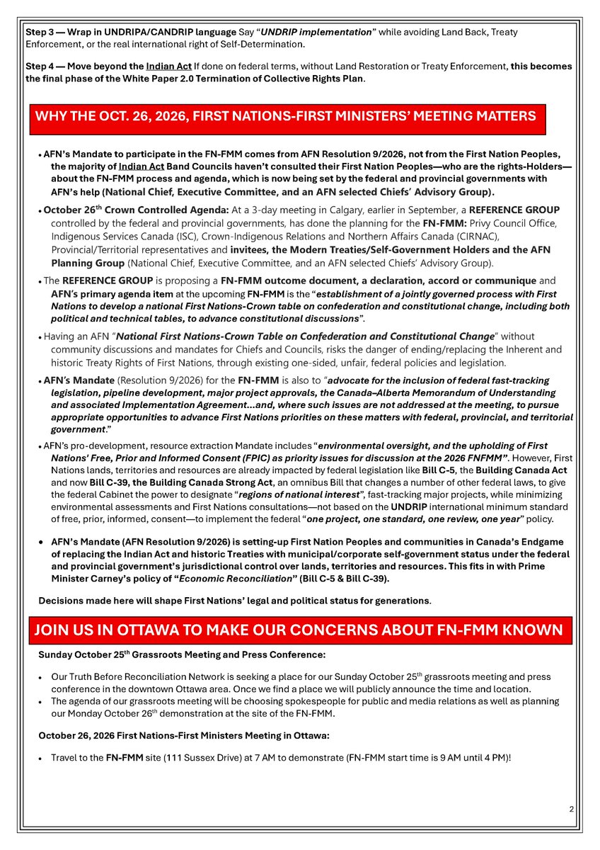 RussDiabo's tweet photo. UPDATE ON NATIONAL DAY OF ACTION!

THE FEDERAL &amp; PROVINCIAL GOV'T'S HAVE SET AGENDA AND PROCESS FOR FIRST NATIONS-FIRST MINISTERS' MEETING USING INVITEES - MODERN TREATY/SELF-GOV'T HOLDERS &amp; AFN PLANNING GROUP (NAT'L CHIEF, EXECUTIVE COMMITTEE &amp; SELECT CHIEFS ADVISORY GROUP) 1/3 https://t.co/S19GwKMqdQ